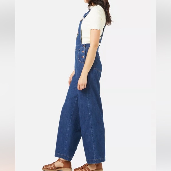 Modcloth Princess Highway Embroidered Cat Denim Overalls Sz 14 NWOT - Picture 4 of 7